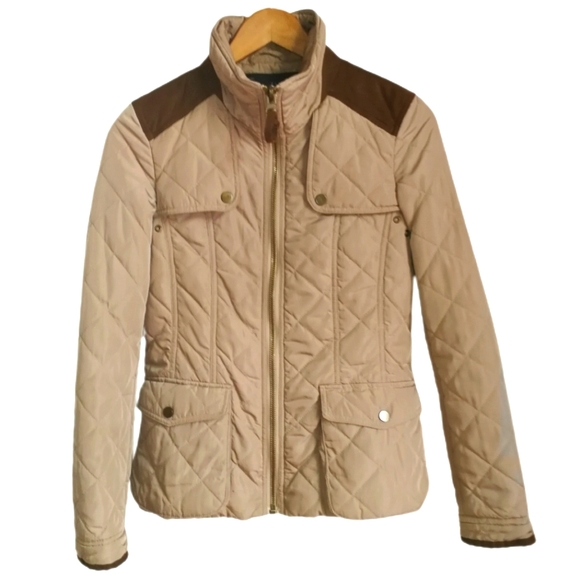 Zara Jackets & Blazers - ZARA Beige & Brown Zipper Front Casual Quilted Blazer / Coat Size Medium